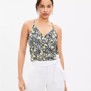 LOFT Floral Covered Button Strappy Cami - Size Small